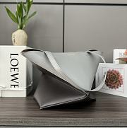 Okify Loewe Medium Puzzle Fold Tote Bag In Two Tones Of Grey Gray Shiny Calfskin 25.5x14.5x31.5cm - 5