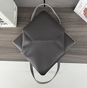 Okify Loewe Medium Puzzle Fold Tote Bag In Two Tones Of Grey Gray Shiny Calfskin 25.5x14.5x31.5cm - 2