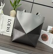 Okify Loewe Medium Puzzle Fold Tote Bag In Two Tones Of Grey Gray Shiny Calfskin 25.5x14.5x31.5cm - 1