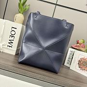 Okify Loewe Medium Puzzle Fold Tote Bag In Dark Blue Shiny Calfskin 25.5x14.5x31.5cm - 3