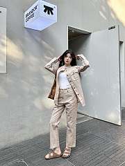 Okify Louis Vuitton Set Of Beige Denim Shirt Jacket And Trousers SML  - 1