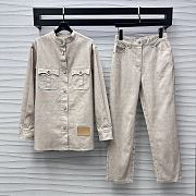 Okify Louis Vuitton Set Of Beige Denim Shirt Jacket And Trousers SML  - 6