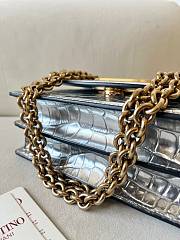 Okify Valentino Garavani Vain Bag In Silver Crocodile Patent 24x16x8cm  - 5