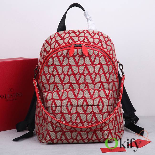 Okify Valentino Garavani La Troisieme Toile lconographe Backpack In Red 30x40x23cm - 1