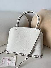 Okify Valentino Garavani Rockstud Grained Calfskin Bag In White 28x21x14cm  - 4