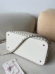 Okify Valentino Garavani Rockstud Grained Calfskin Bag In White 28x21x14cm  - 3