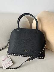 Okify Valentino Garavani Rockstud Grained Calfskin Bag In Black 28x21x14cm  - 4