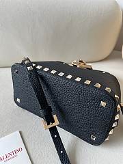 Okify Valentino Garavani Rockstud Grained Calfskin Bag In Black 21x15x10cm  - 3