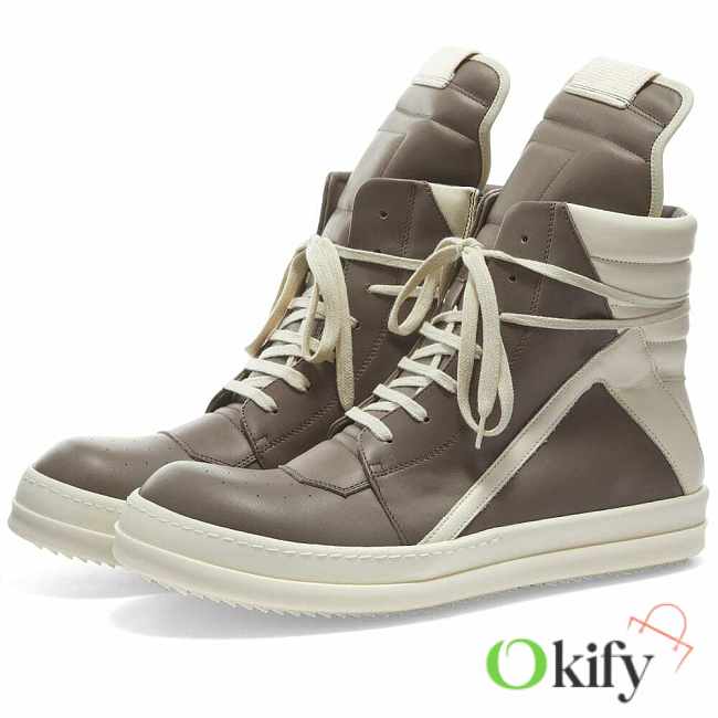 Okify Rick Owens Geobasket Sneakers in Dust/White  - 1