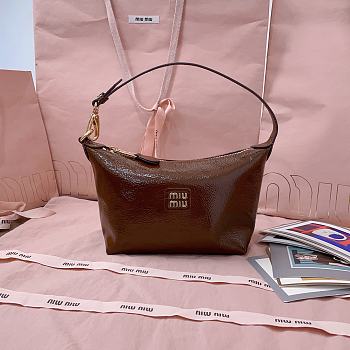 Okify MiuMiu Patent Leather Bag In Brown 25.5x19x14x10cm 