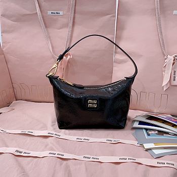 Okify MiuMiu Patent Leather Bag In Black 25.5x19x14x10cm 