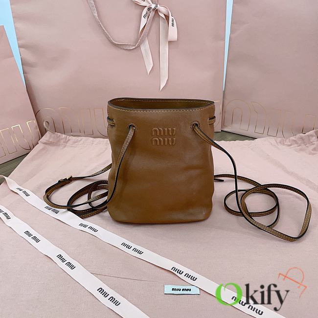 Okify MiuMiu Brown Nappa Leather Pouch 17x14x6cm  - 1