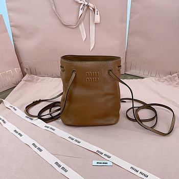 Okify MiuMiu Brown Nappa Leather Pouch 17x14x6cm 