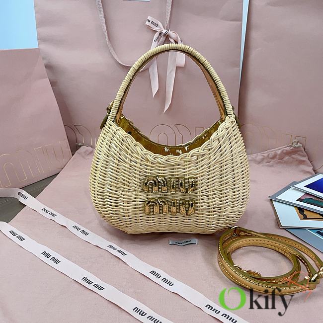 Okift MiuMiu Wander Wicker Hobo Woven Bag 20x17x6cm 20610 - 1