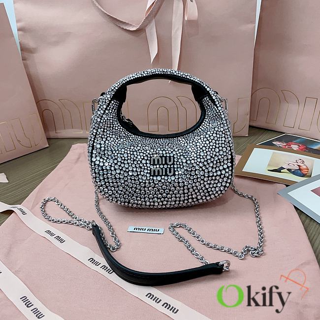 Okify MiuMiu Wander Crystal Bag In Black 17x10x6cm  - 1