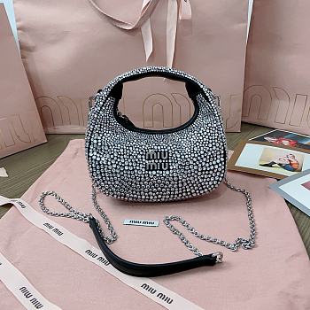 Okify MiuMiu Wander Crystal Bag In Black 17x10x6cm 