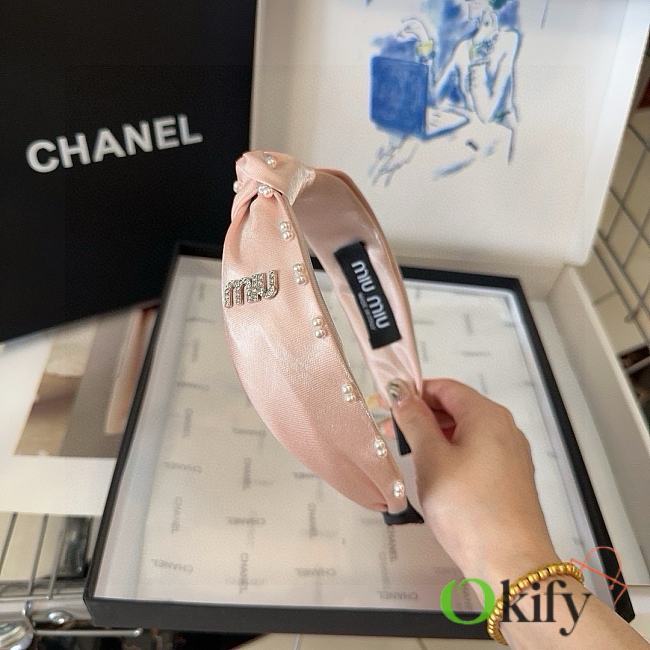 Okify MiuMiu Pink Headband With Small Pearls  - 1