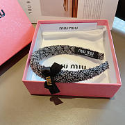 Okify MiuMiu Black Tweed Headband With Small Bow - 2