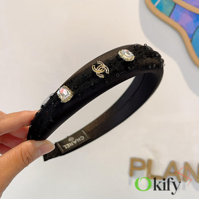 Okify Channel Black Headband With Crystal  - 1