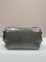 Okify Prada Messenger Bag In Grey Gray Leather 35x22x12cm  - 4