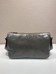 Okify Prada Messenger Bag In Grey Gray Leather 35x22x12cm  - 1