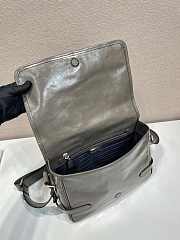 Okify Prada Glossy Leather Bag In Grey Gray 30x20x11cm  - 6