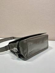 Okify Prada Glossy Leather Bag In Grey Gray 30x20x11cm  - 3