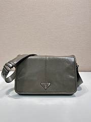 Okify Prada Glossy Leather Bag In Grey Gray 30x20x11cm  - 1