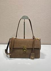 Okify Prada Medium Suede Shoulder Bag In Brown 28x16x10cm  - 1