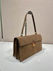 Okify Prada Large Suede Shoulder Bag In Brown 35x19.5x10.5cm  - 6