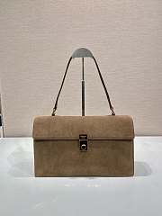 Okify Prada Large Suede Shoulder Bag In Brown 35x19.5x10.5cm  - 1