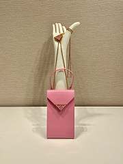 Okify Prada Saffiano Leather Mini Phone Bag In Pink 10.5x18x3cm  - 1