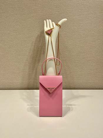 Okify Prada Saffiano Leather Mini Phone Bag In Pink 10.5x18x3cm 