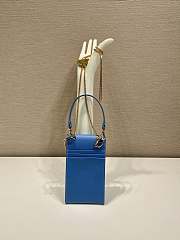 Okify Prada Saffiano Leather Mini Phone Bag In Blue 10.5x18x3cm  - 2