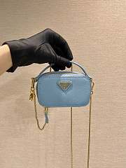 Okify Prada Saffiano Leather Mini Pouch In Blue 11x6.5x2.5cm  - 1