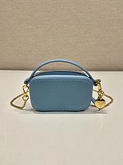 Okify Prada Saffiano Leather Mini Pouch In Blue 11x6.5x2.5cm  - 2