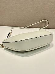 Okify Prada Medium Leather Handbag Dumpling In White 30x20x5cm  - 4