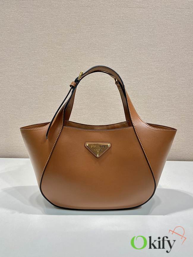 Okify Prada Leather Tote Bag In Caramel 28x20.5x7.5cm  - 1