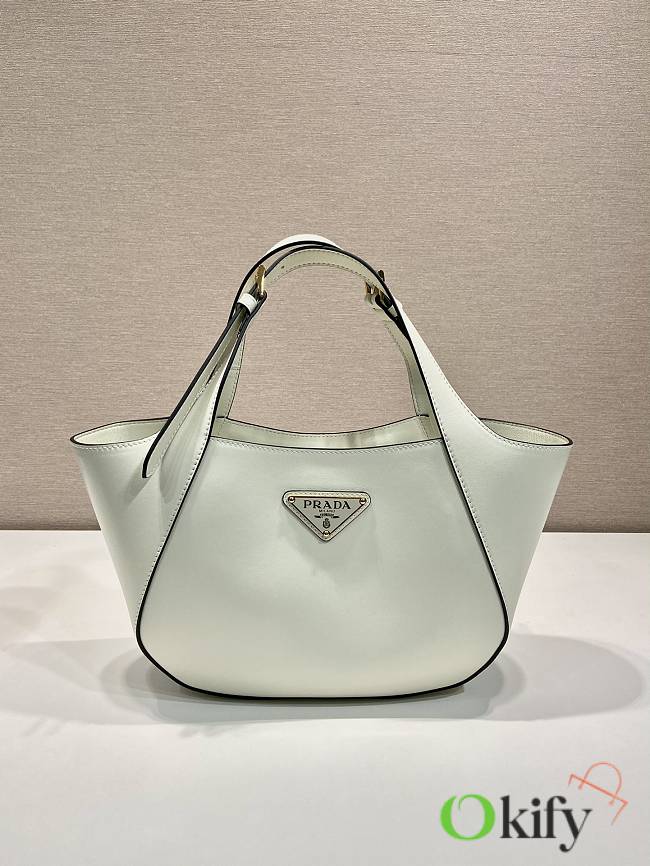 Okify Prada Leather Tote Bag In White 28x20.5x7.5cm  - 1