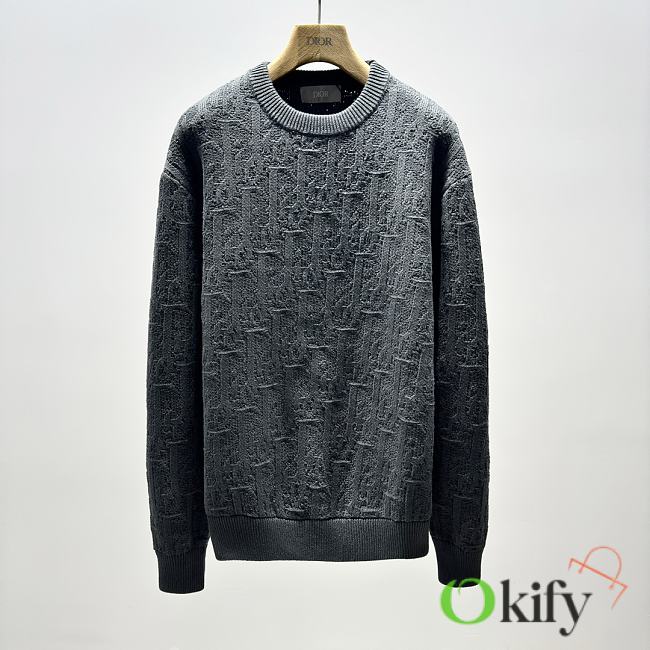 Okify Dior Oblique Grey Gray Sweater In Cotton Blend Jacquard XS-L  - 1