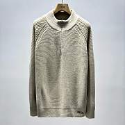 Okify Dior Zip Collar Sweater In White Virgin Wool Knit S-XL  - 1