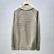 Okify Dior Zip Collar Sweater In White Virgin Wool Knit S-XL  - 2