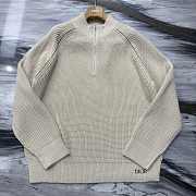 Okify Dior Zip Collar Sweater In White Virgin Wool Knit S-XL  - 5