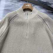 Okify Dior Zip Collar Sweater In White Virgin Wool Knit S-XL  - 4