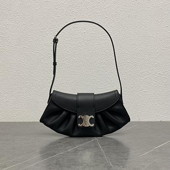 Okify Celine Teen Polly In Black Supple Calfskin Bag 29.5x3x14.5cm