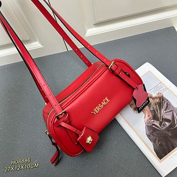 Okify Versace Tag Bowling Shoulder Bag In Red 27x12x10cm 