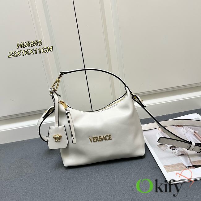 Okify Versace Tag Hobo Handbag In White 23x16x11cm  - 1