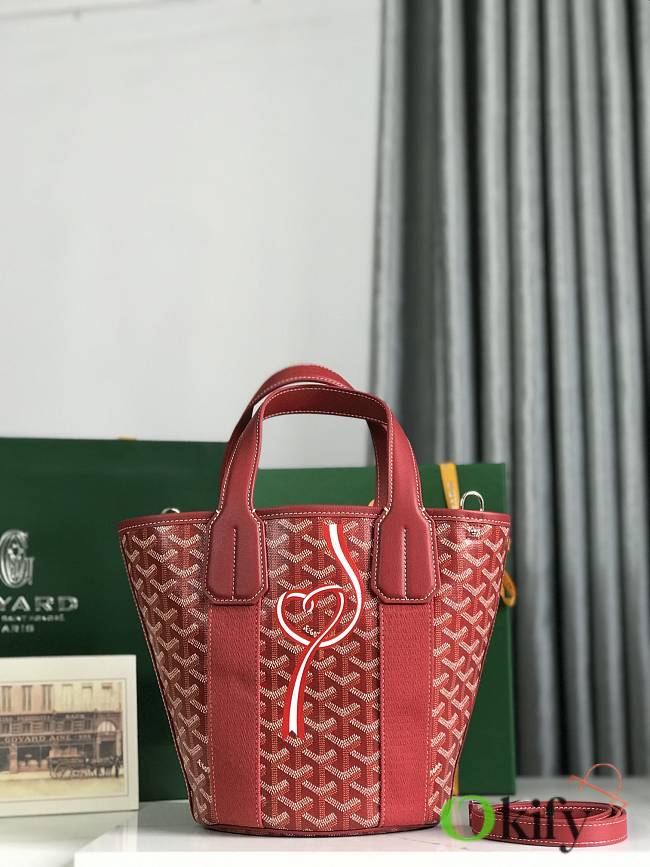 Okify Goyard Belharra Bag In Red With Ribbon Heart 18x14x24cm  - 1