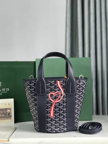 Okify Goyard Belharra Bag In Dark Blue With Ribbon Heart 18x14x24cm 