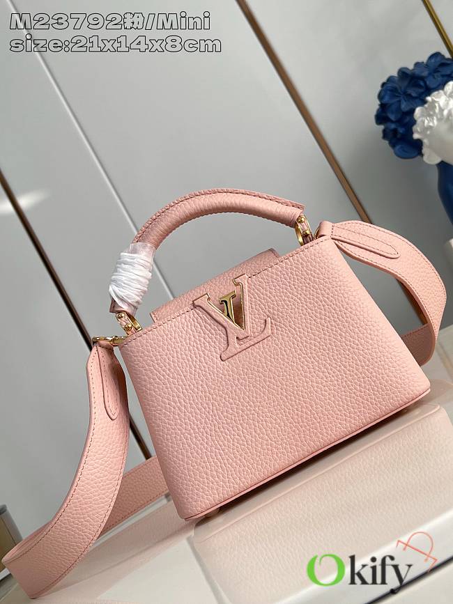 Okify Louis Vuitton Mini Capucines Taurillon M23792 In Pink 21x14x8cm - 1